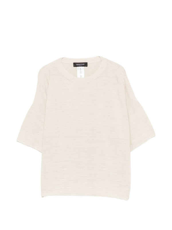 Fabiana Filippi Cotton Blend T Shirt For Women Luxurious White Crew Neck With Subtle Shine