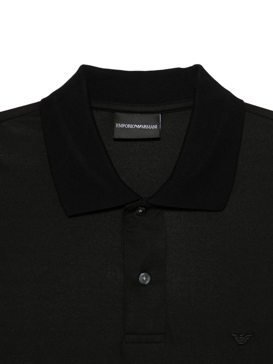 Emporio Armani Logo Polo Shirt For Men - Luxurious Silk-Modal Blend, Signature Logo, Versatile Everyday Wear