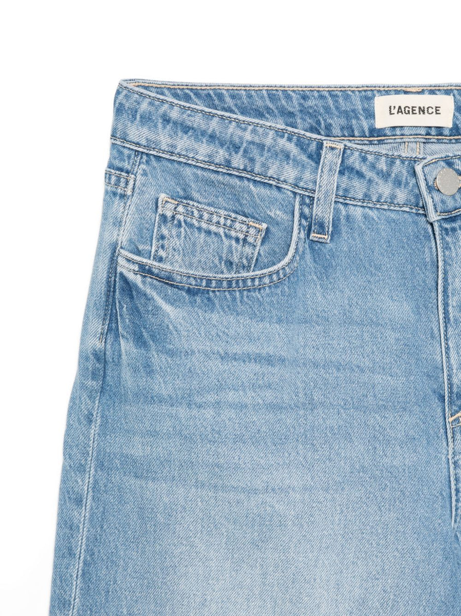 L'Agence Scottie Denim Jeans For Women Navy 100 Percent Cotton Five Pocket Concealed Fly Belt Loops Timeless
