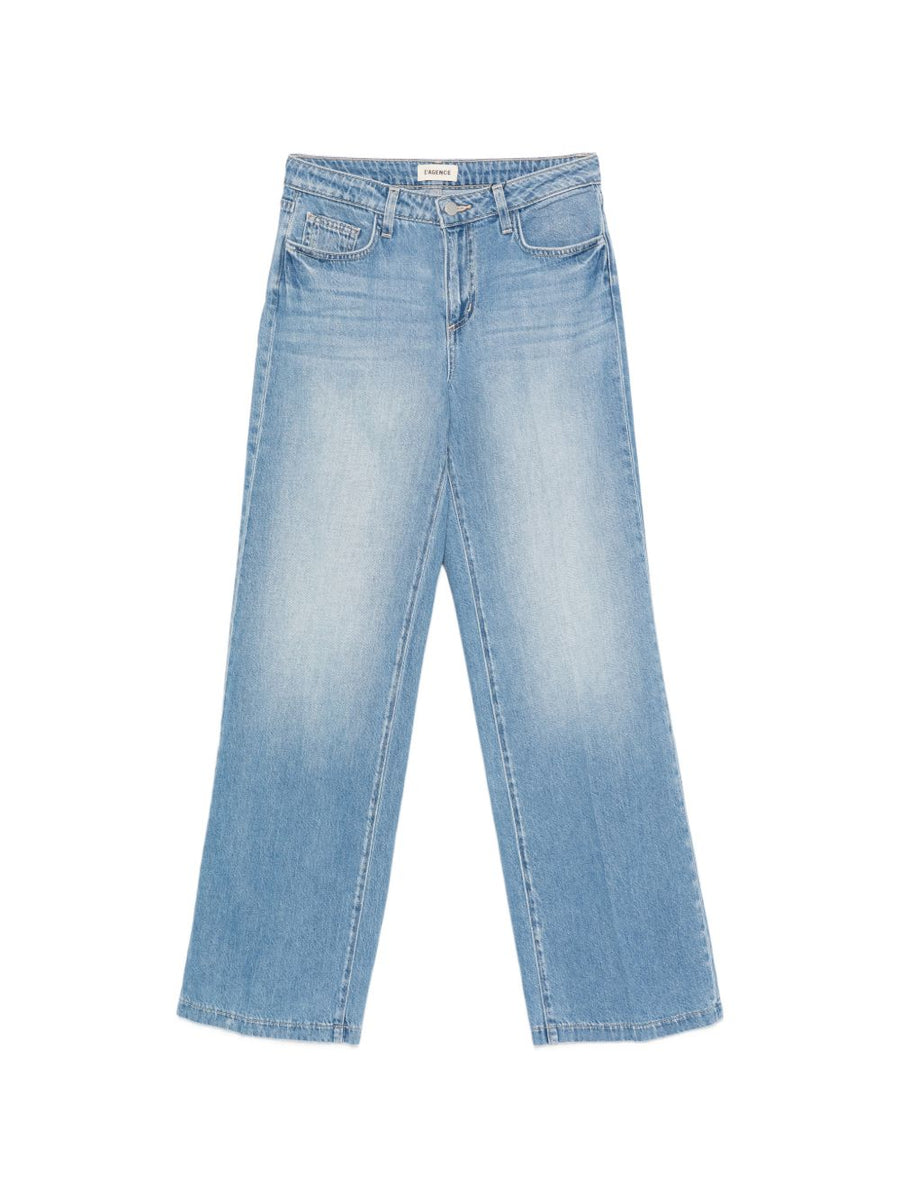 L'Agence Scottie Denim Jeans For Women Navy 100 Percent Cotton Five Pocket Concealed Fly Belt Loops Timeless