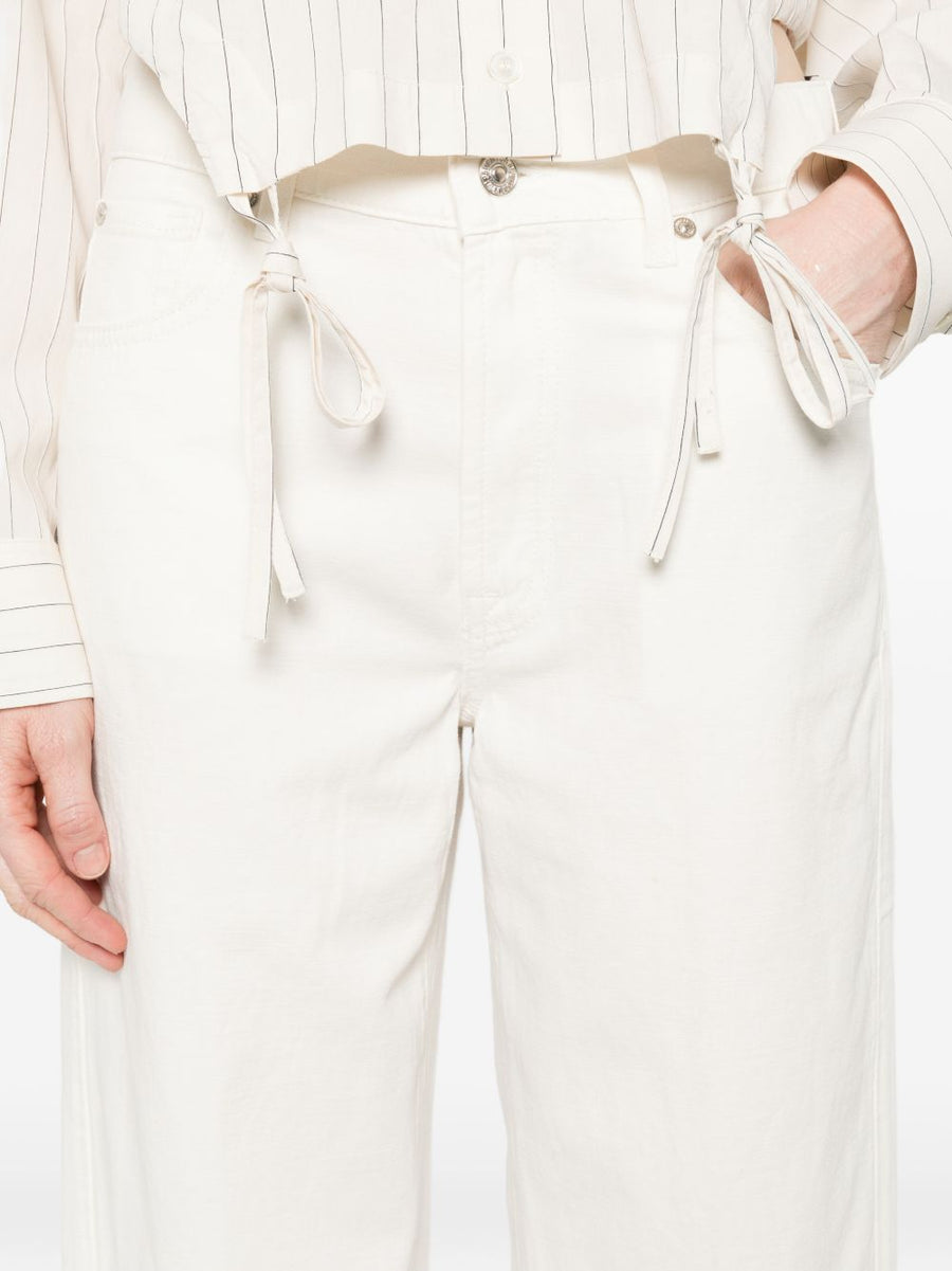 Seven Linen Trousers for Women Lightweight Breathable Casual Everyday Versatile White Cotton Linen Blend