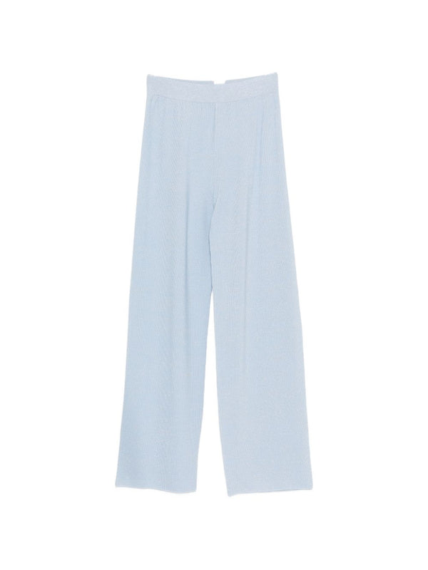 Fabiana Filippi Light Blue Wide Leg Trousers For Women Breathable Cotton Blend Knit Polished Comfort