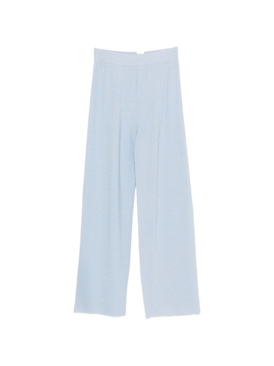 Fabiana Filippi Light Blue Wide Leg Trousers For Women Breathable Cotton Blend Knit Polished Comfort