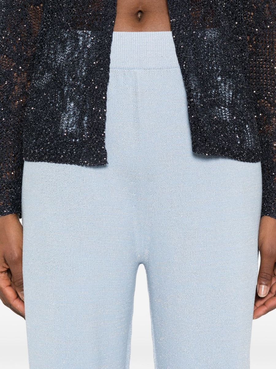 Fabiana Filippi Light Blue Wide Leg Trousers For Women Breathable Cotton Blend Knit Polished Comfort