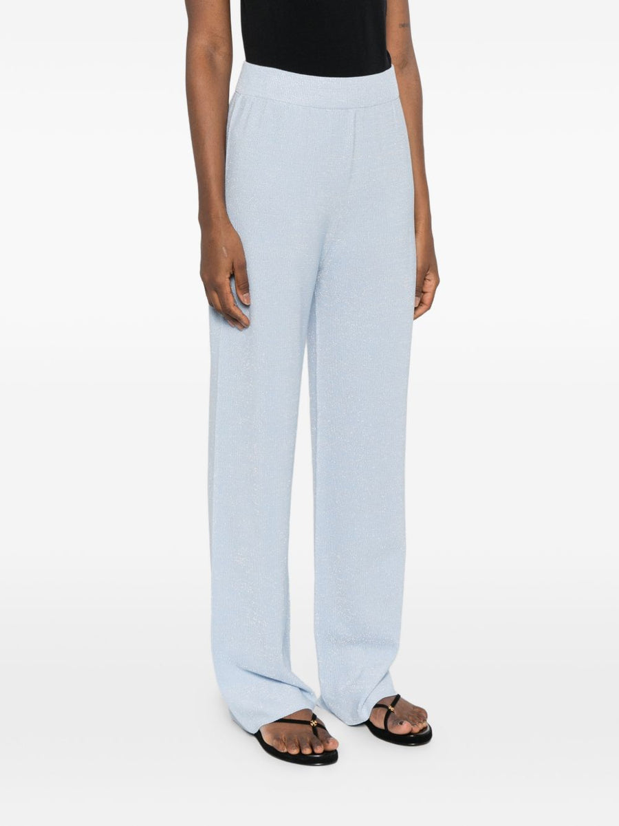 Fabiana Filippi Light Blue Wide Leg Trousers For Women Breathable Cotton Blend Knit Polished Comfort