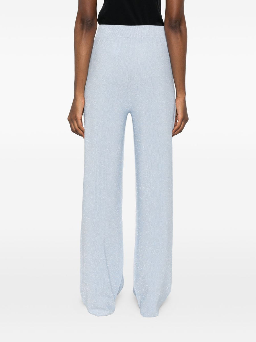 Fabiana Filippi Light Blue Wide Leg Trousers For Women Breathable Cotton Blend Knit Polished Comfort