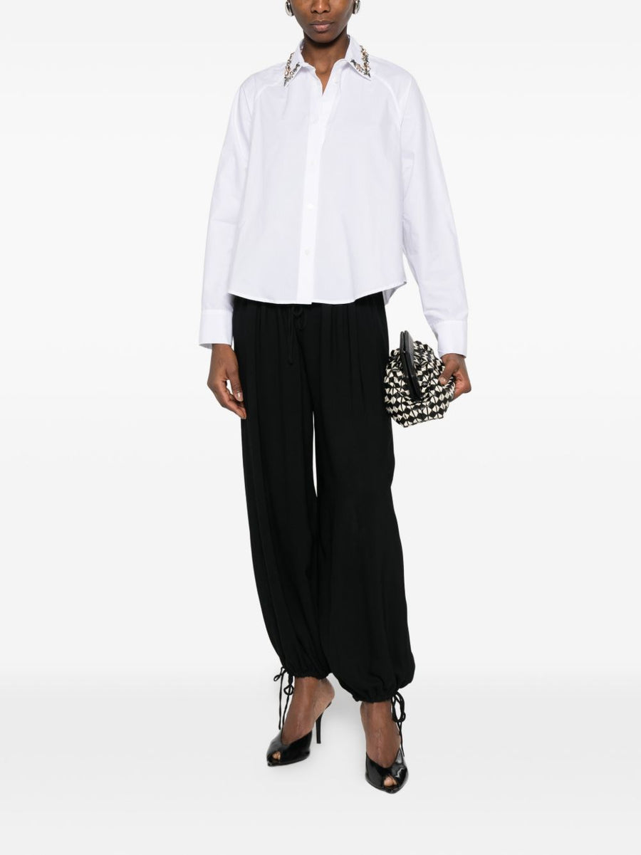 Embroidered Cotton Shirt By Ermanno Firenze For Women With Timeless White Floral Embroidery