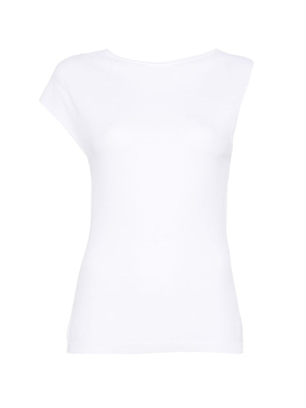 Alysi Asymmetric Top Womens White Viscose Blend with Modern Draped Silhouette Wardrobe Essential for Spring Summer 2026