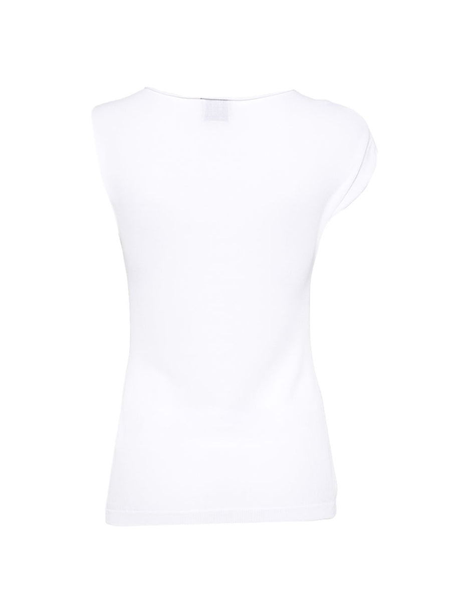 Alysi Asymmetric Top Womens White Viscose Blend with Modern Draped Silhouette Wardrobe Essential for Spring Summer 2026