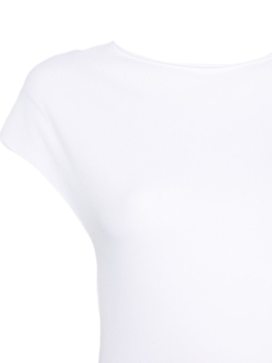 Alysi Asymmetric Top Womens White Viscose Blend with Modern Draped Silhouette Wardrobe Essential for Spring Summer 2026