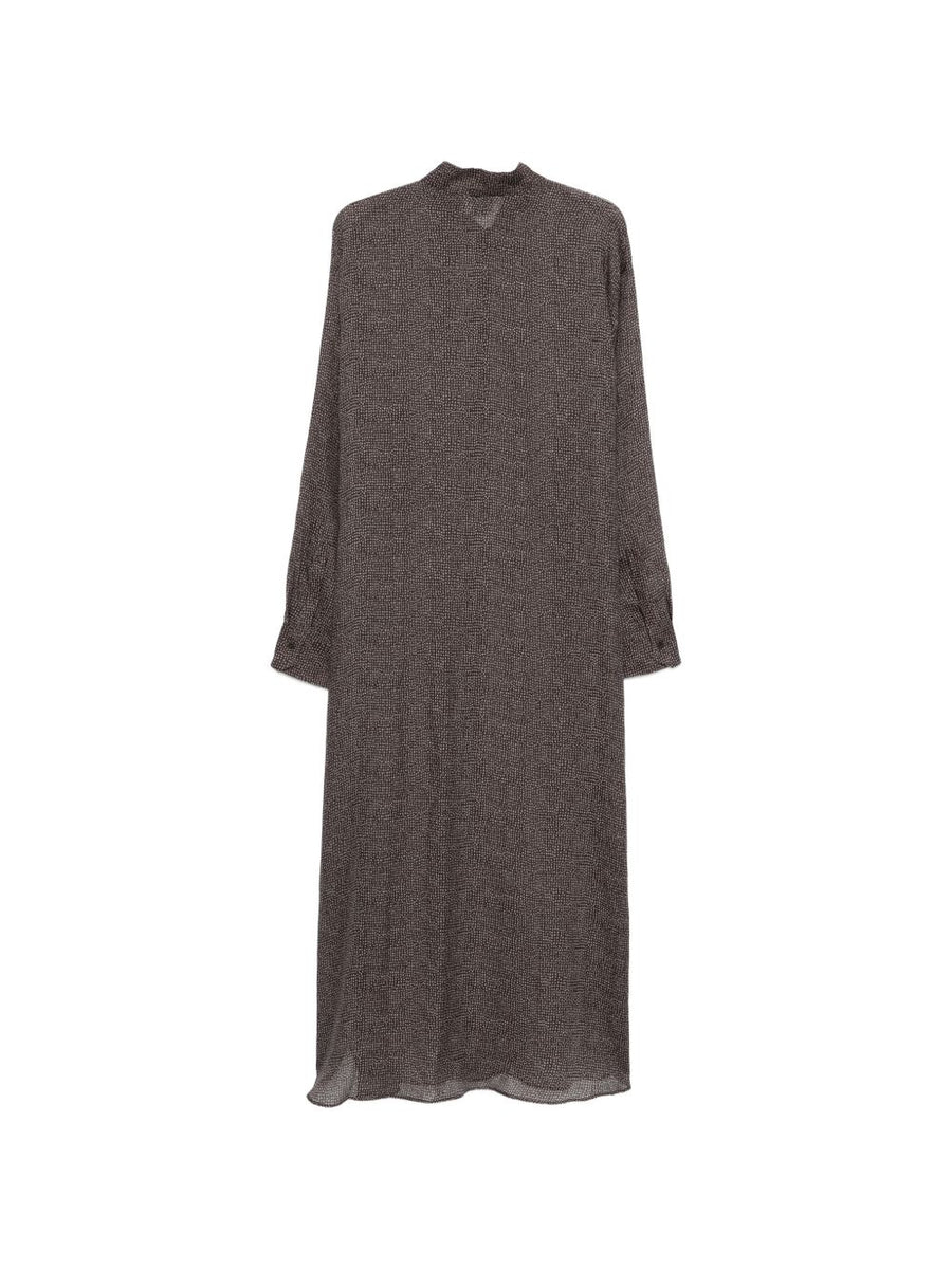 Alysi Chemisier Dress 100 Percent Ramie Front Button Long Sleeve Grey Black Pattern Luxury Women Spring Summer 2026