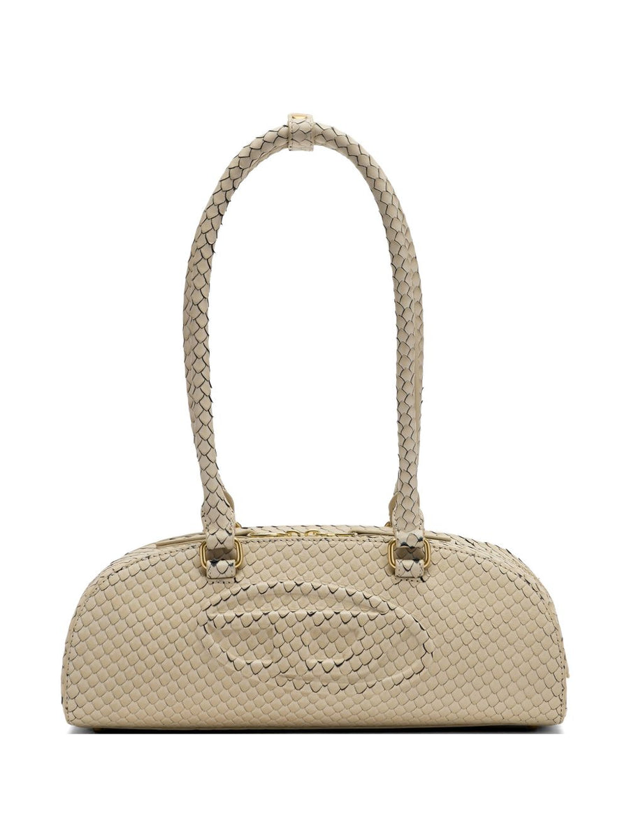 Diesel 1DR Dome Shoulder Bag For Women Compact PU Bag With Zip Closure Premium Kaki