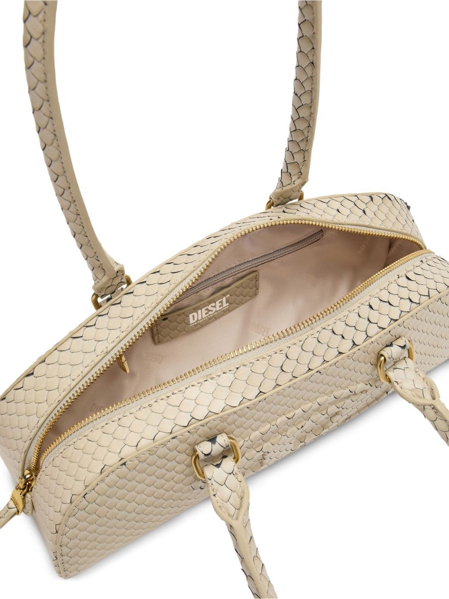 Diesel 1DR Dome Shoulder Bag For Women Compact PU Bag With Zip Closure Premium Kaki