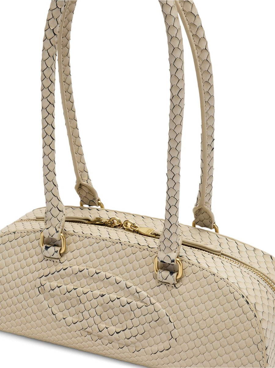 Diesel 1DR Dome Shoulder Bag For Women Compact PU Bag With Zip Closure Premium Kaki