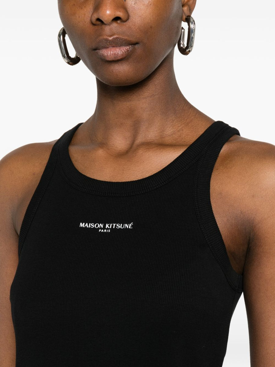 Maison Kitsuné Tank Dress Luxurious Premium Cotton Ribbed Knit For Women Versatile Essential