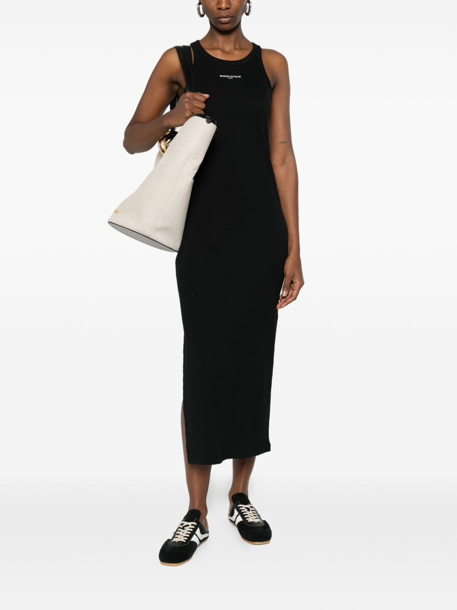 Maison Kitsuné Tank Dress Luxurious Premium Cotton Ribbed Knit For Women Versatile Essential