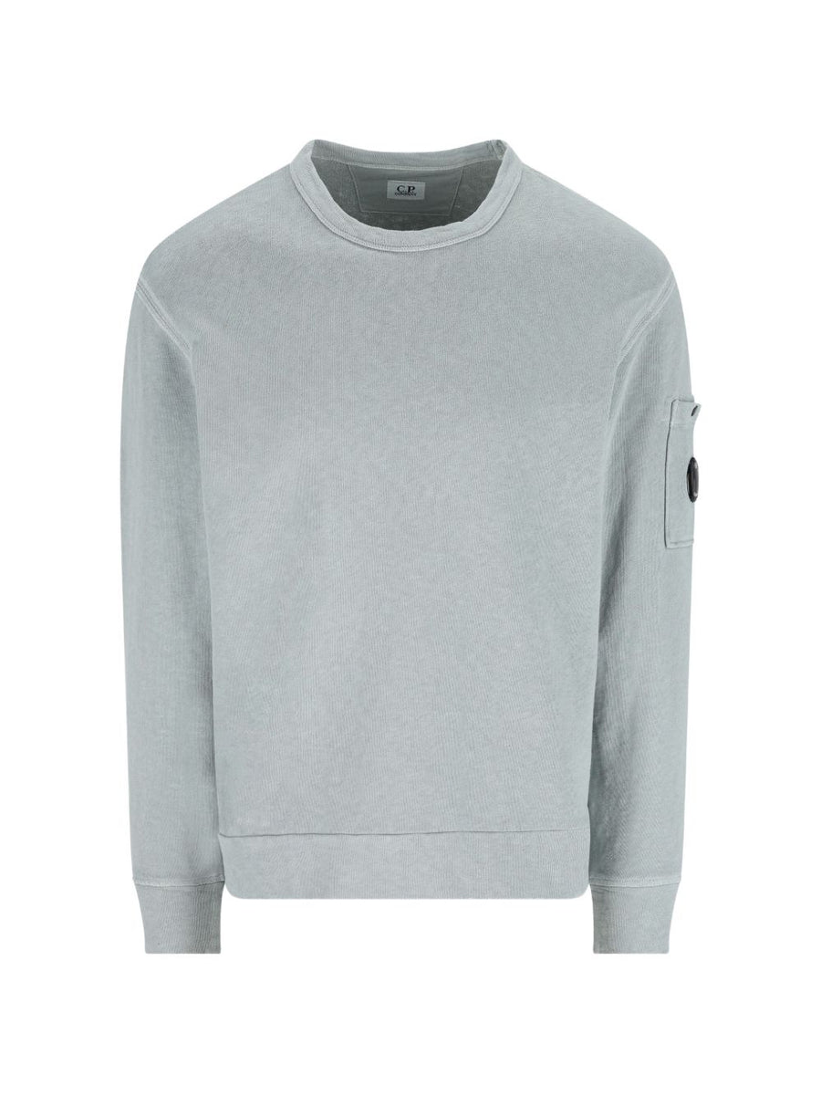 C.P. Company Mens Grey Cotton Crew Neck Sweatshirt With Patch Pocket For Casual Everyday Wear