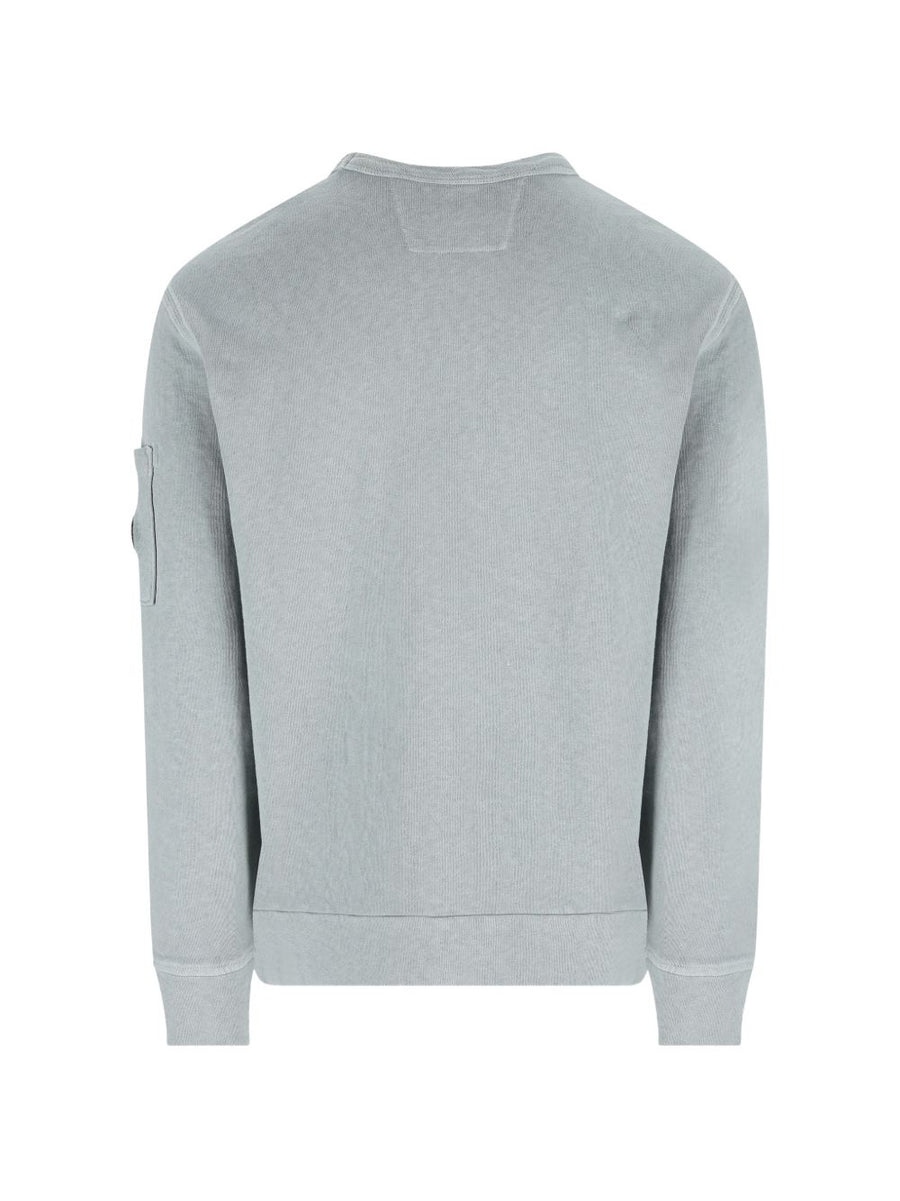 C.P. Company Mens Grey Cotton Crew Neck Sweatshirt With Patch Pocket For Casual Everyday Wear
