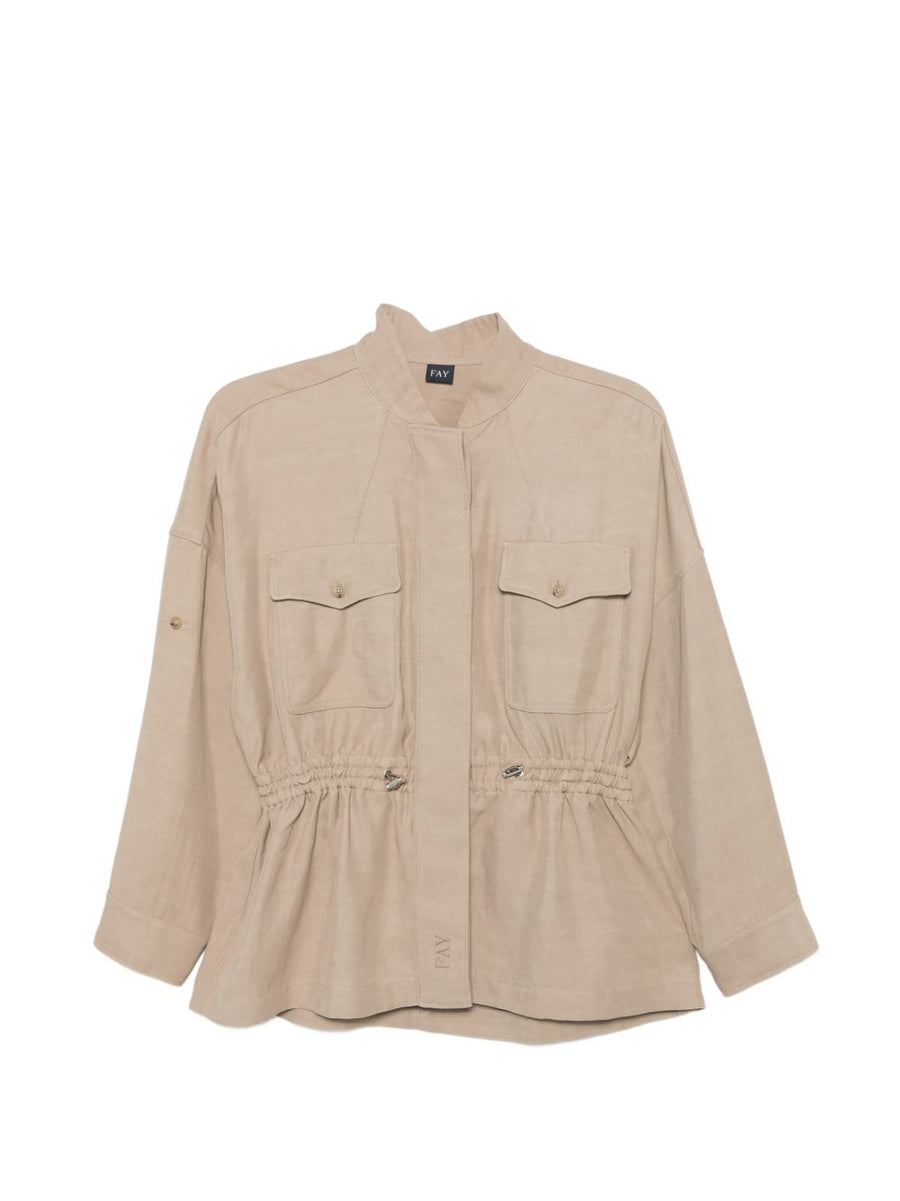 Fay Cotton Overshirt Linen Blend, Versatile Everyday Jacket For Women Beige Spring Summer 2026