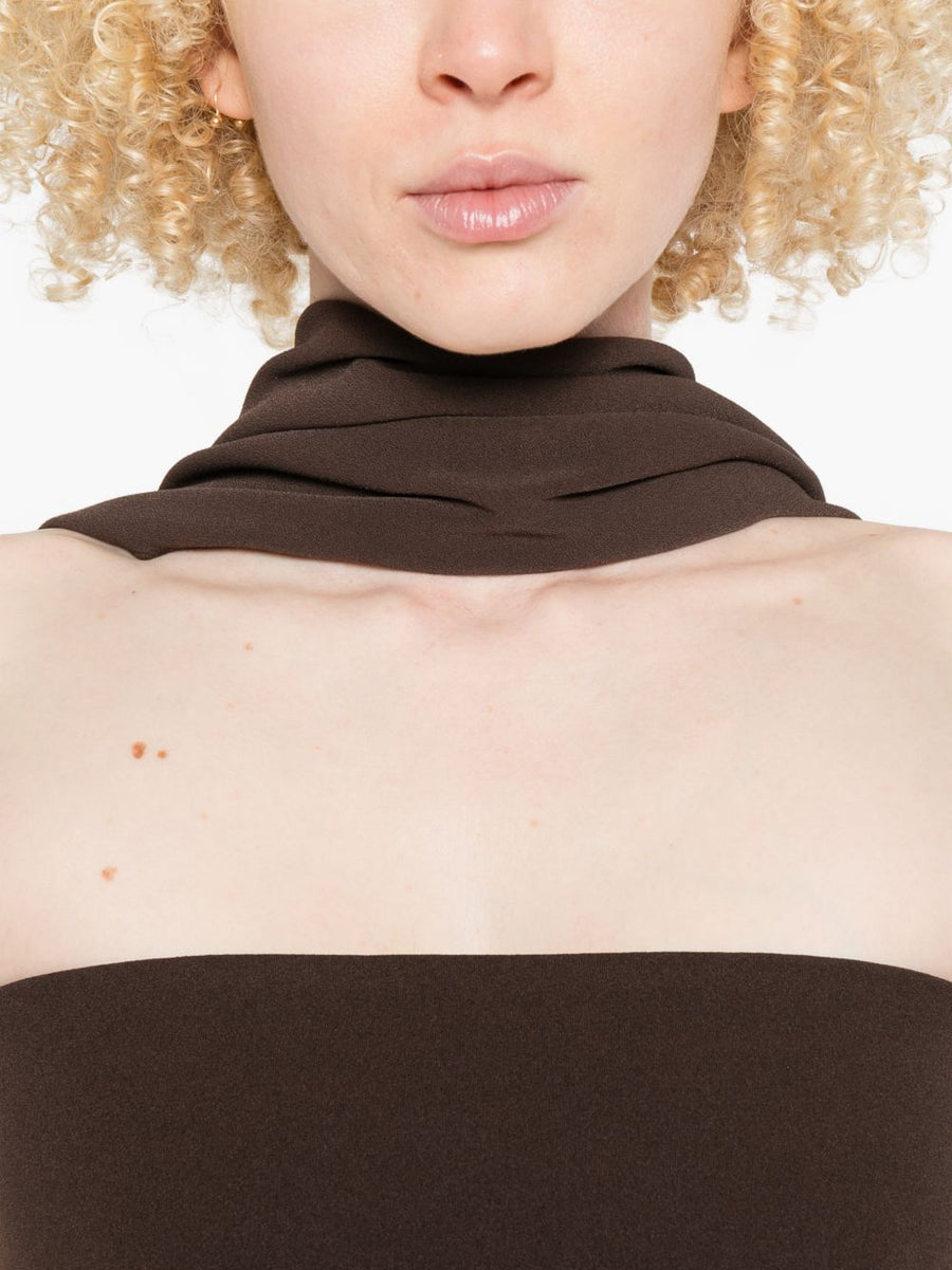 Solace London Martine Maxi Dress Strapless Cowl Neck Back Zip Train Detail Luxury Evening Wear For Women