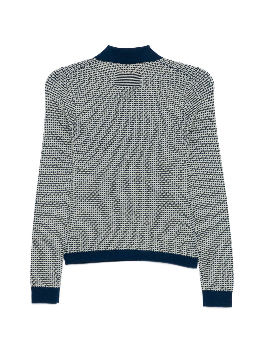 Guest In Residence Cashmere Pique Polo Shirt Navy With Luxurious Waffle Knit Texture For Women