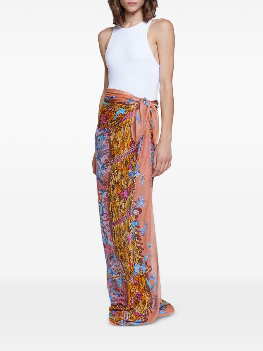 Faliero Sarti New Roma Silk Blend Stole For Women Vibrant Orange Multicolor Lightweight Draping