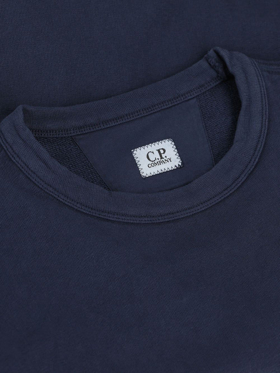 C.P. Company Cotton Sweatshirt For Men With Signature Lens Detail Navy Premium 100% Cotton