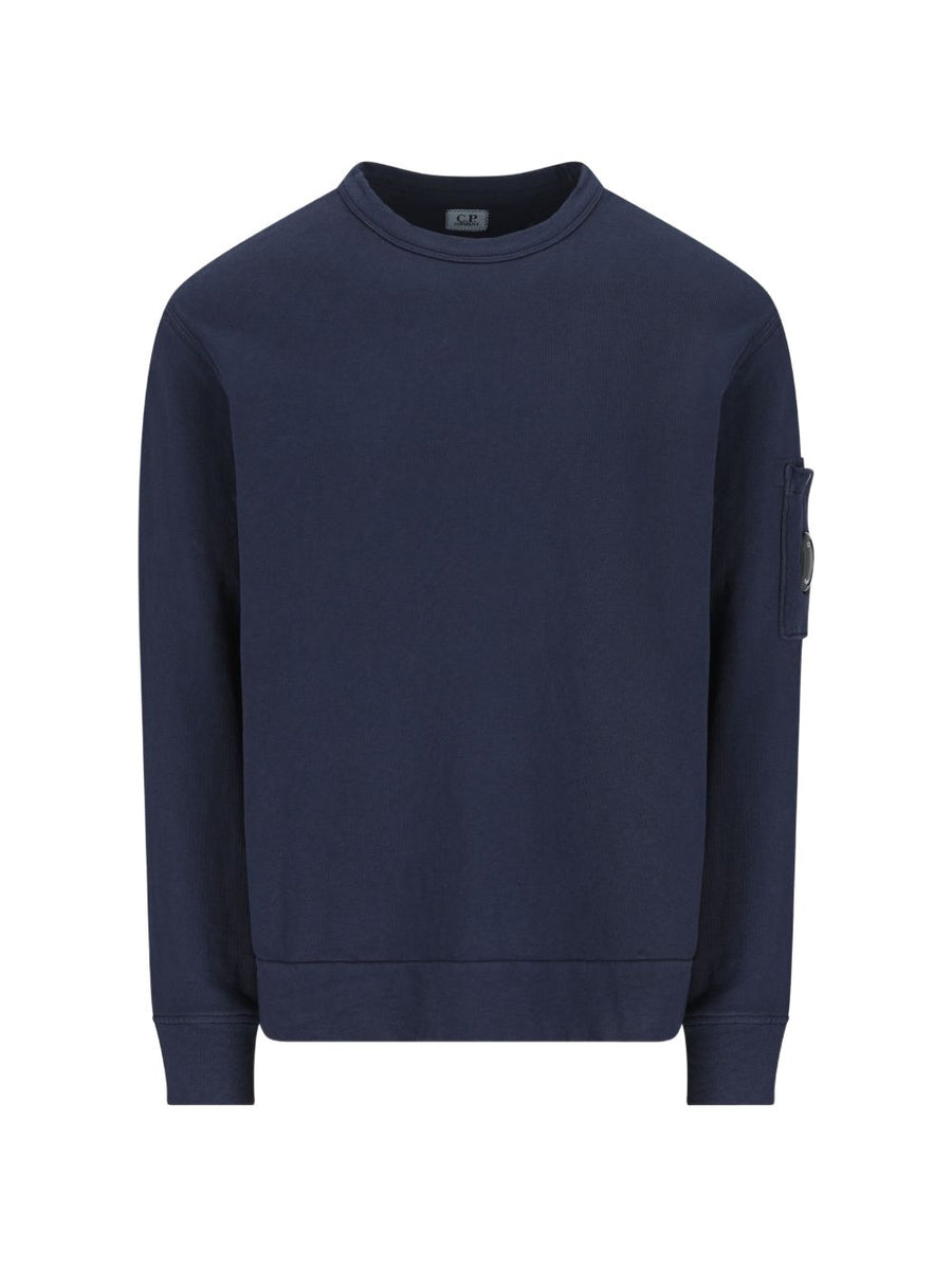 C.P. Company Cotton Sweatshirt For Men With Signature Lens Detail Navy Premium 100% Cotton