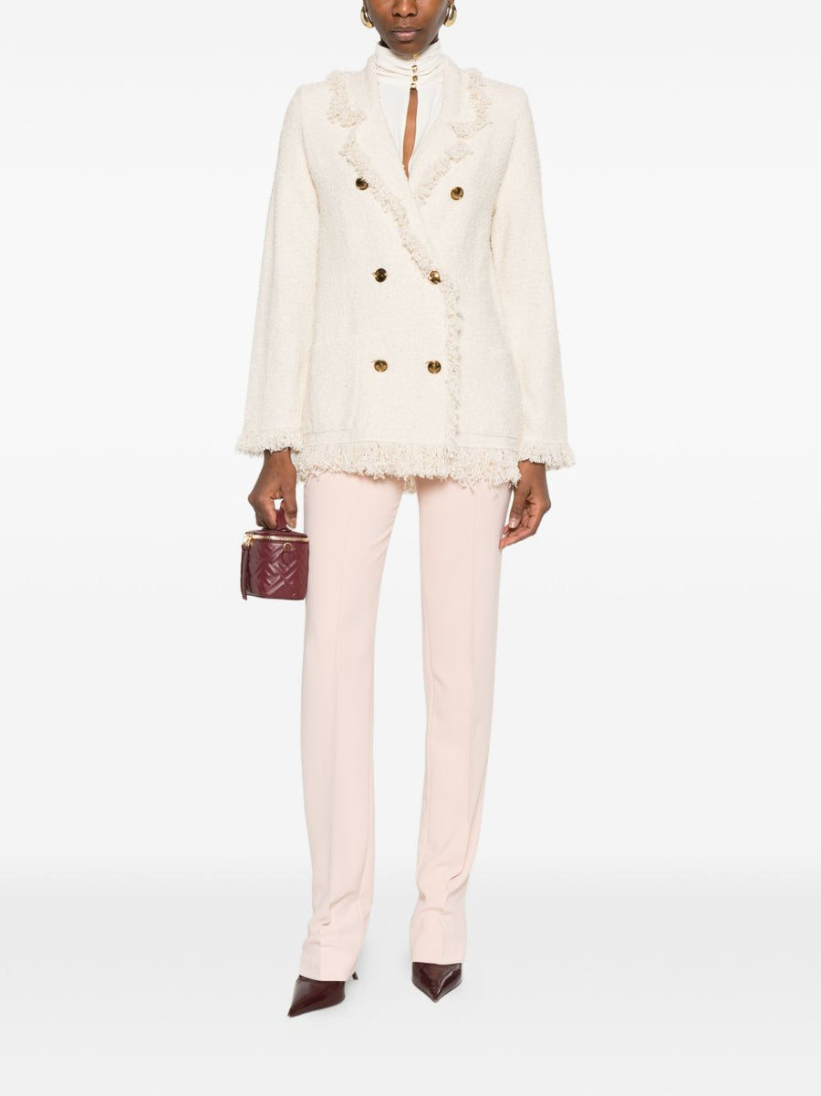 Elisabetta Franchi V Neck Cotton Jacket With Patch Pockets Double Breasted For Women Polished Chic