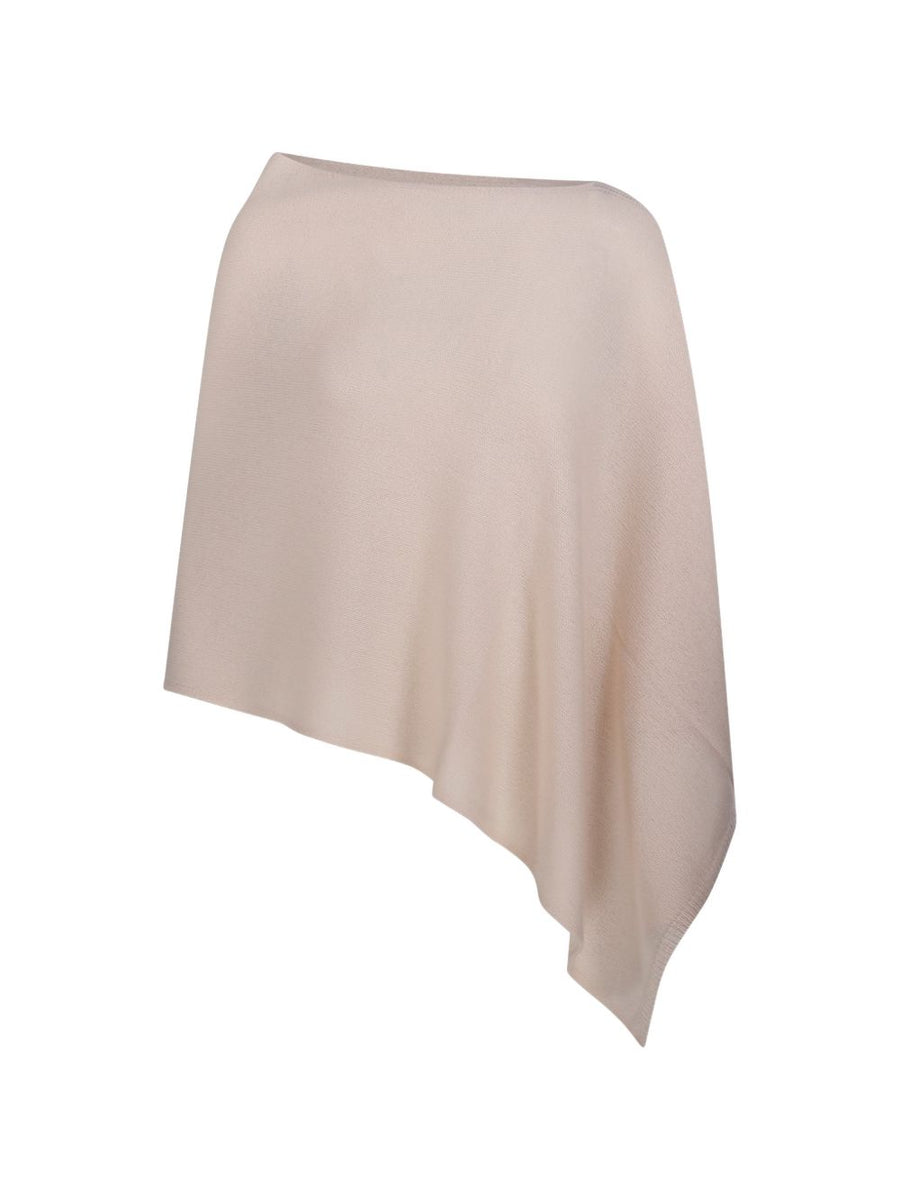 Beyou Asymmetric Knit Poncho For Women Lightweight Draped Jacket One Size Ivory Luxurious Layering Essential