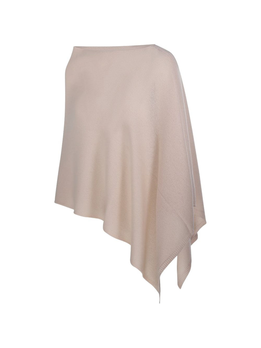 Beyou Asymmetric Knit Poncho For Women Lightweight Draped Jacket One Size Ivory Luxurious Layering Essential
