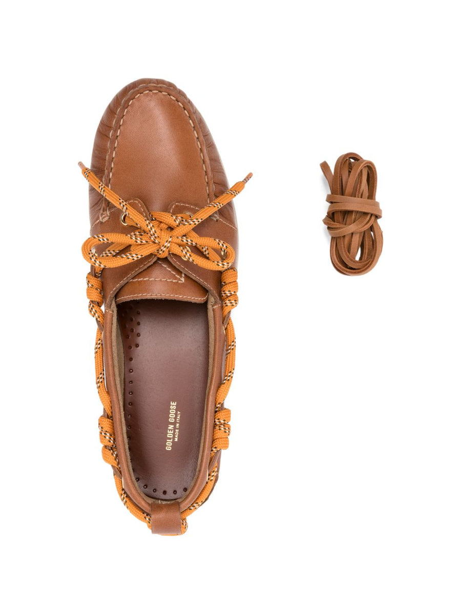 Golden Goose Cruise Loafer For Women Luxury Calf Leather With Lace Up Fastening And 2 Cm Heel