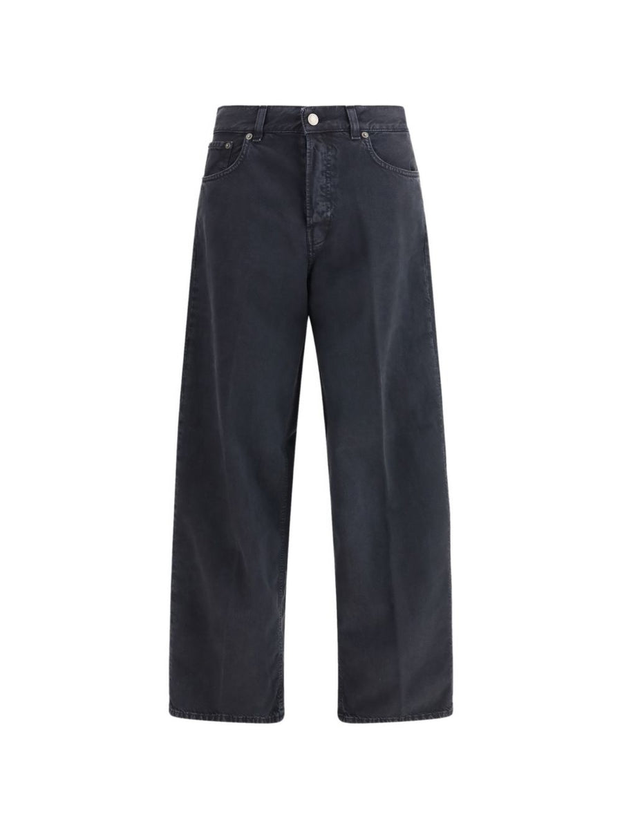Haikure Bethany Wide Leg Denim Jeans For Women Black Denim With Dark Grey Panel Versatile Everyday Wear
