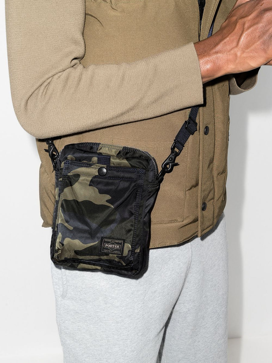 Porter Counter Shade Shoulder Bag for Men Compact Top Zip Crossbody Nylon Camouflage