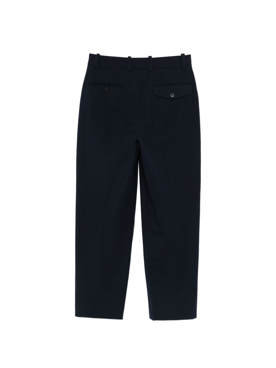 Circolo 1901 Navy Cotton Trousers for Women With Pleated Front and Belt Loops for Office and Everyday Wear