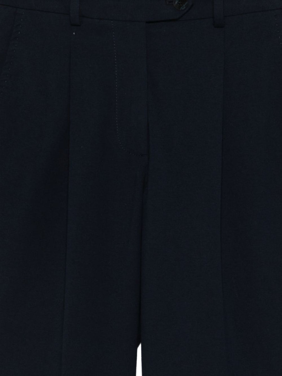 Circolo 1901 Navy Cotton Trousers for Women With Pleated Front and Belt Loops for Office and Everyday Wear