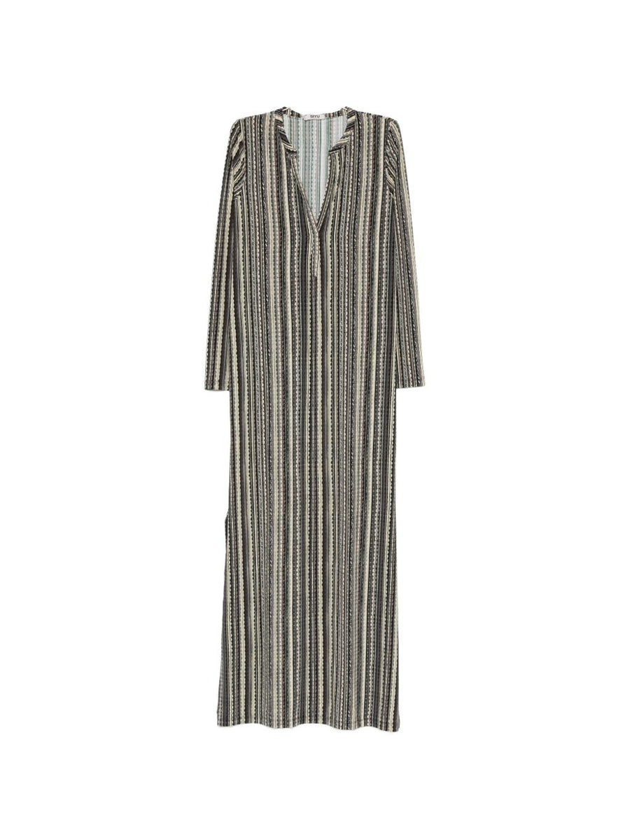 Siyu V-neck long sleeves side slits Baez kaftan dress