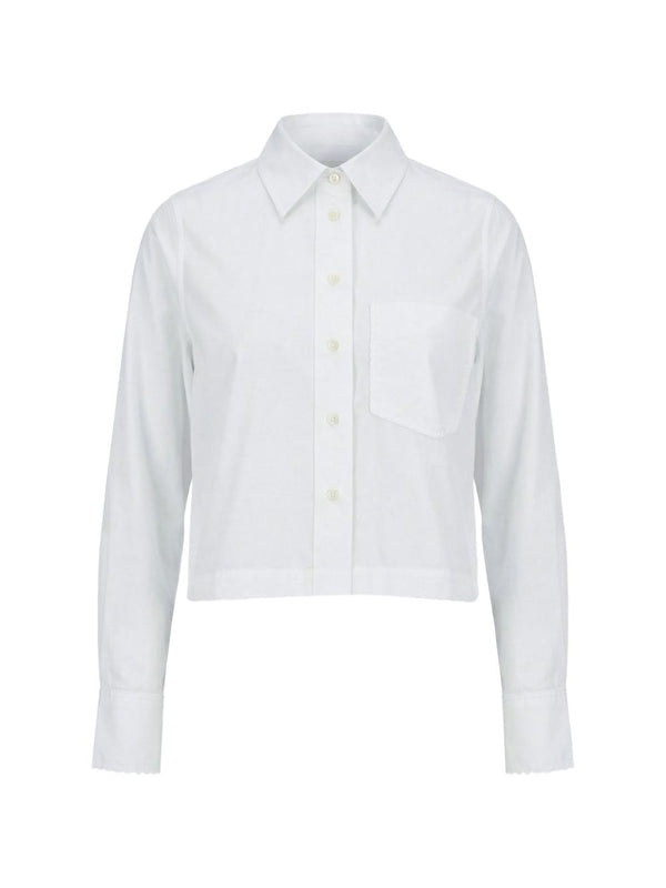 Closed White Organic Cotton Long Sleeve Shirt For Women With Chest Patch Pocket Minimalist Versatile Classic