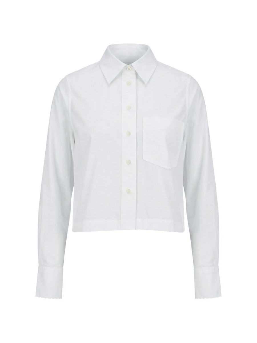 Closed White Organic Cotton Long Sleeve Shirt For Women With Chest Patch Pocket Minimalist Versatile Classic