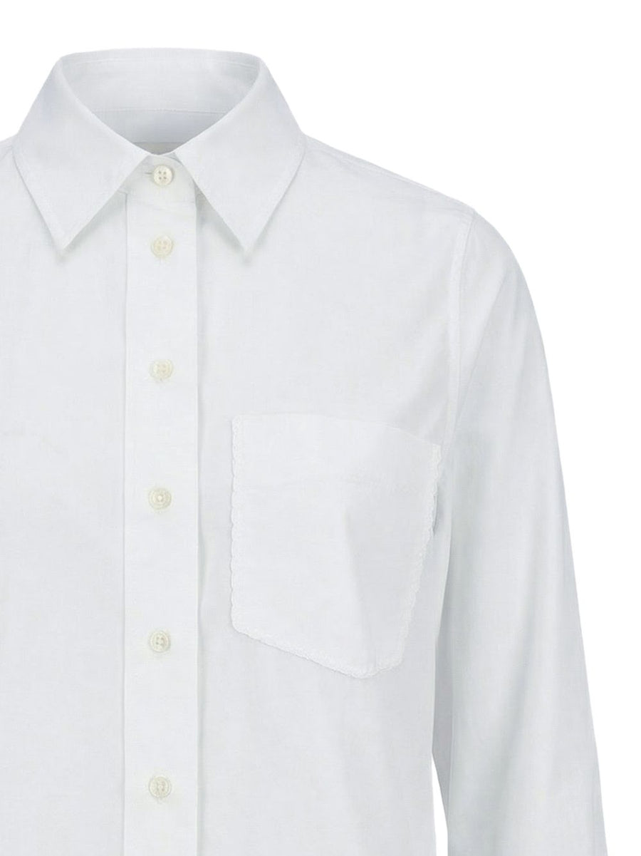 Closed White Organic Cotton Long Sleeve Shirt For Women With Chest Patch Pocket Minimalist Versatile Classic