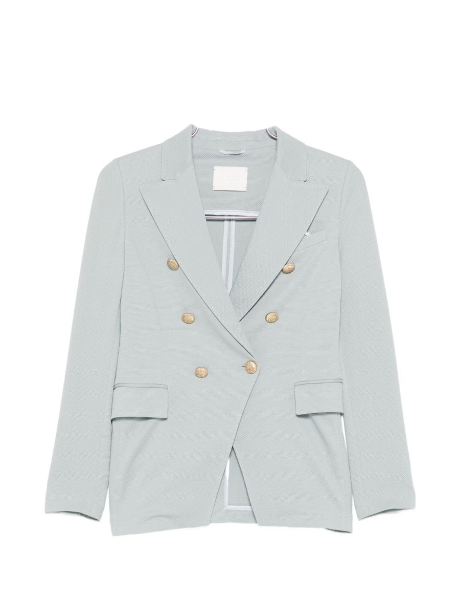 Circolo 1901 Light Blue Cotton Double Breasted Jacket For Women Versatile Workwear Smart Casual