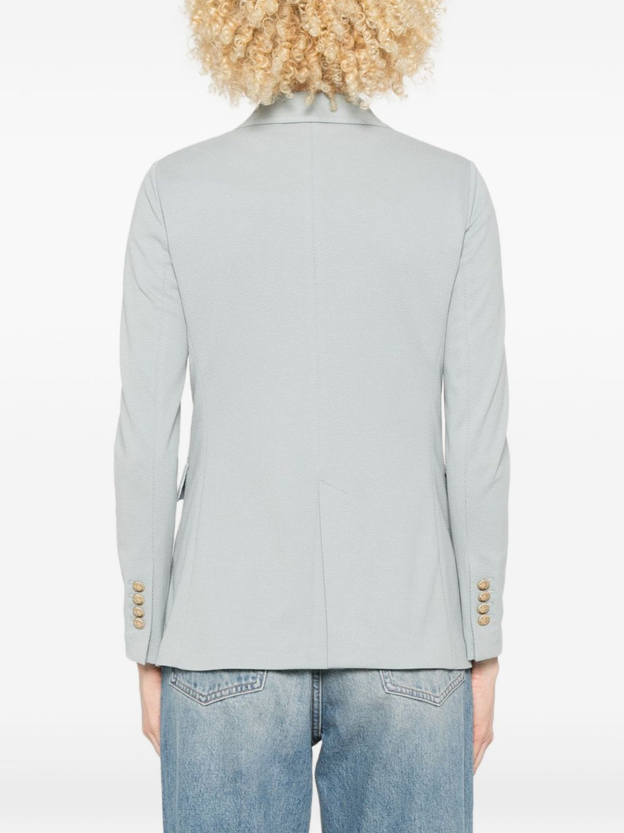 Circolo 1901 Light Blue Cotton Double Breasted Jacket For Women Versatile Workwear Smart Casual