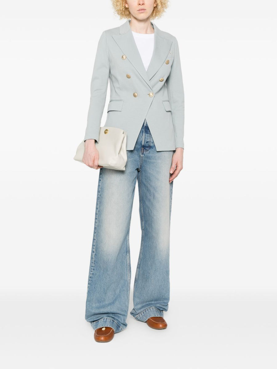 Circolo 1901 Light Blue Cotton Double Breasted Jacket For Women Versatile Workwear Smart Casual