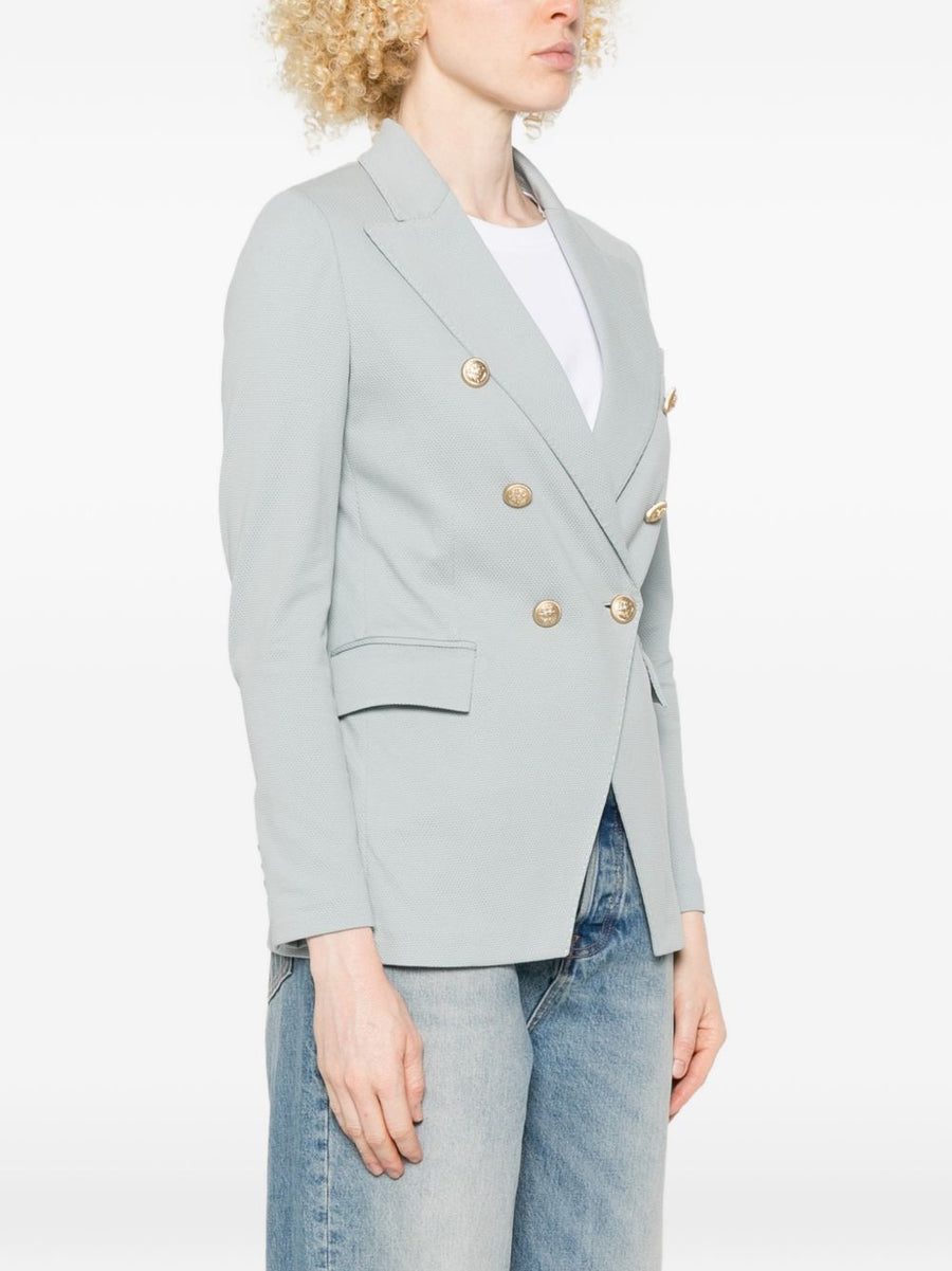 Circolo 1901 Light Blue Cotton Double Breasted Jacket For Women Versatile Workwear Smart Casual