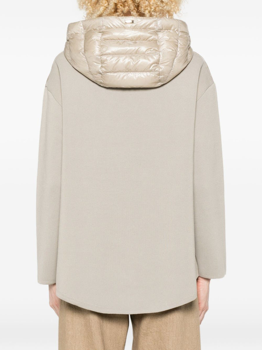 Herno Cotton And Nylon Down Jacket For Women Hooded Lightweight Transitional Weather Beige Powder Detail Luxury