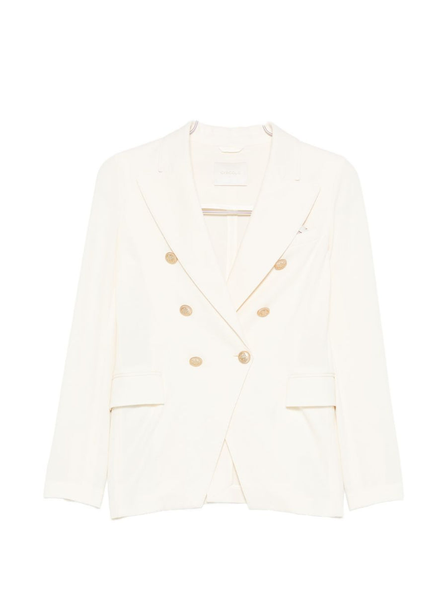 Circolo 1901 White Cotton Double Breasted Jacket For Women Elegant Tailored Blazer