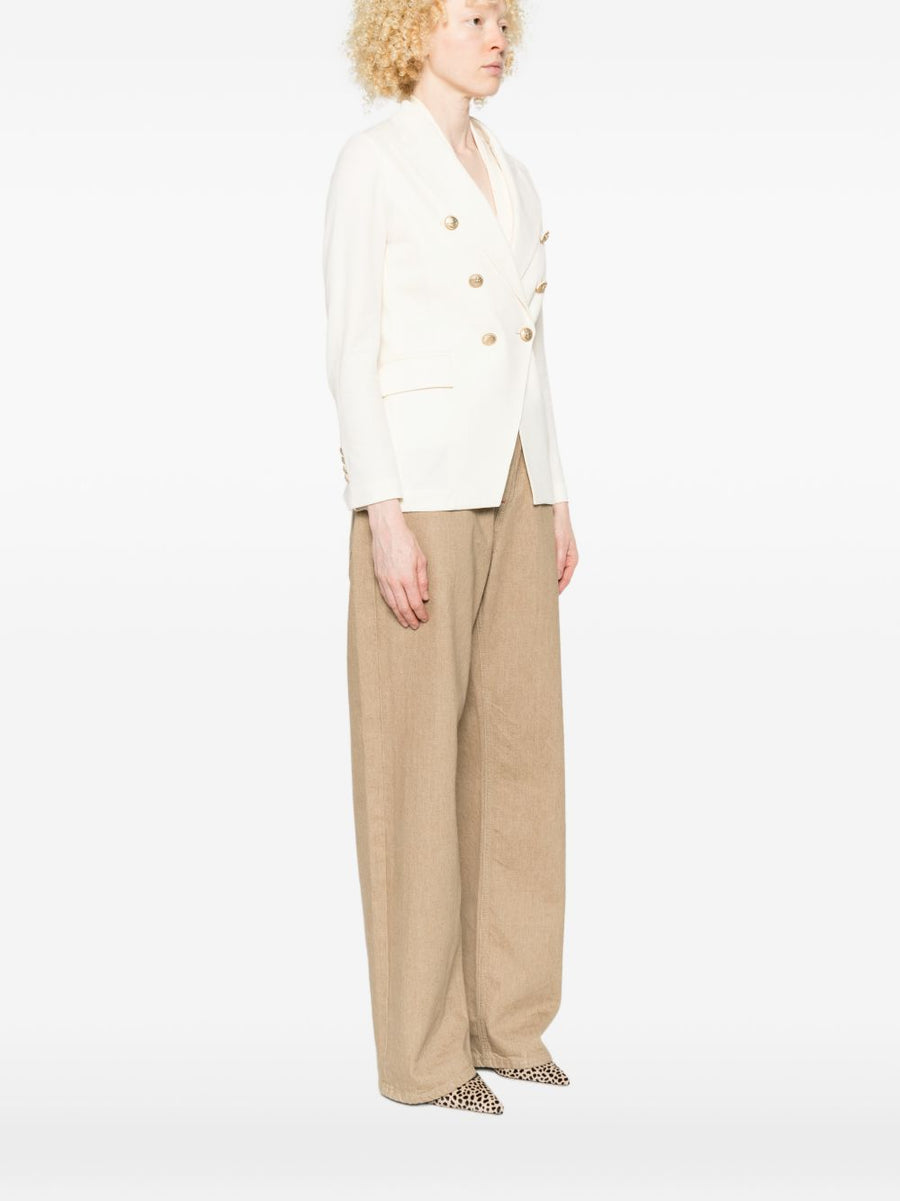 Circolo 1901 White Cotton Double Breasted Jacket For Women Elegant Tailored Blazer