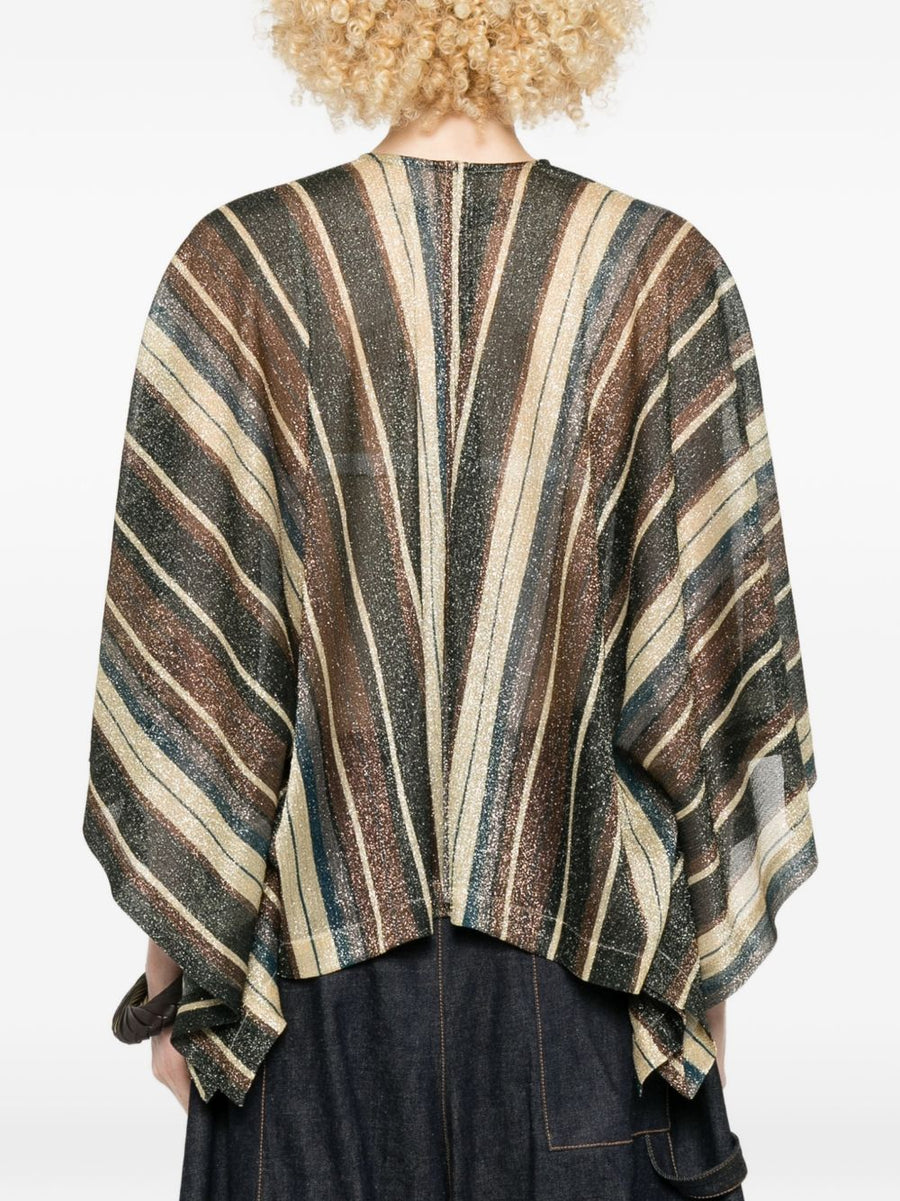 Siyu Zoe Multicolor Striped Blouse With Short Sleeves And Asymmetric Hem