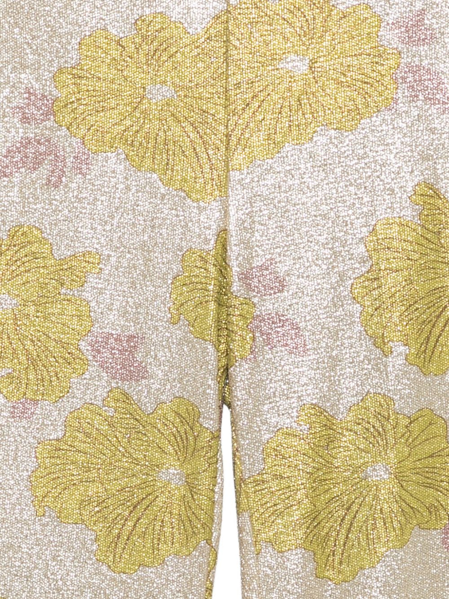 Siyu Tallis Flared Trousers for Women in Green Floral Print, Versatile Office to Evening Wear
