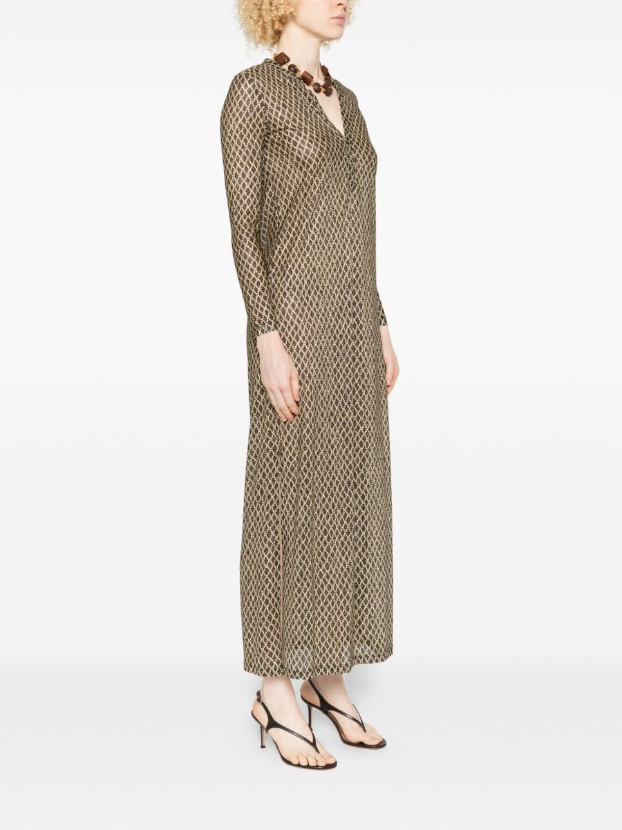 Siyu Money Kaftan Dress For Women Black Gold Pattern Maxi With V Neck Button Front And Elegant Fit